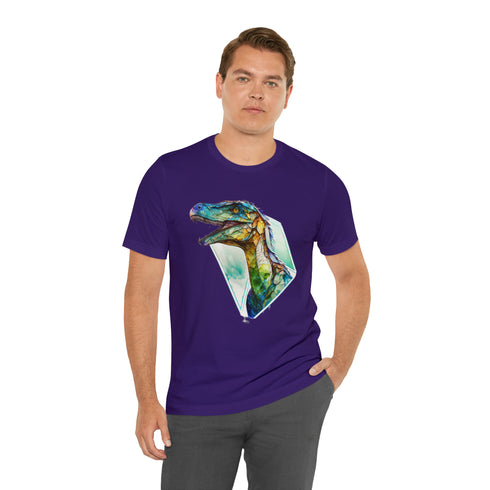 Stained Glass Velociraptor - Short Sleeve Tee